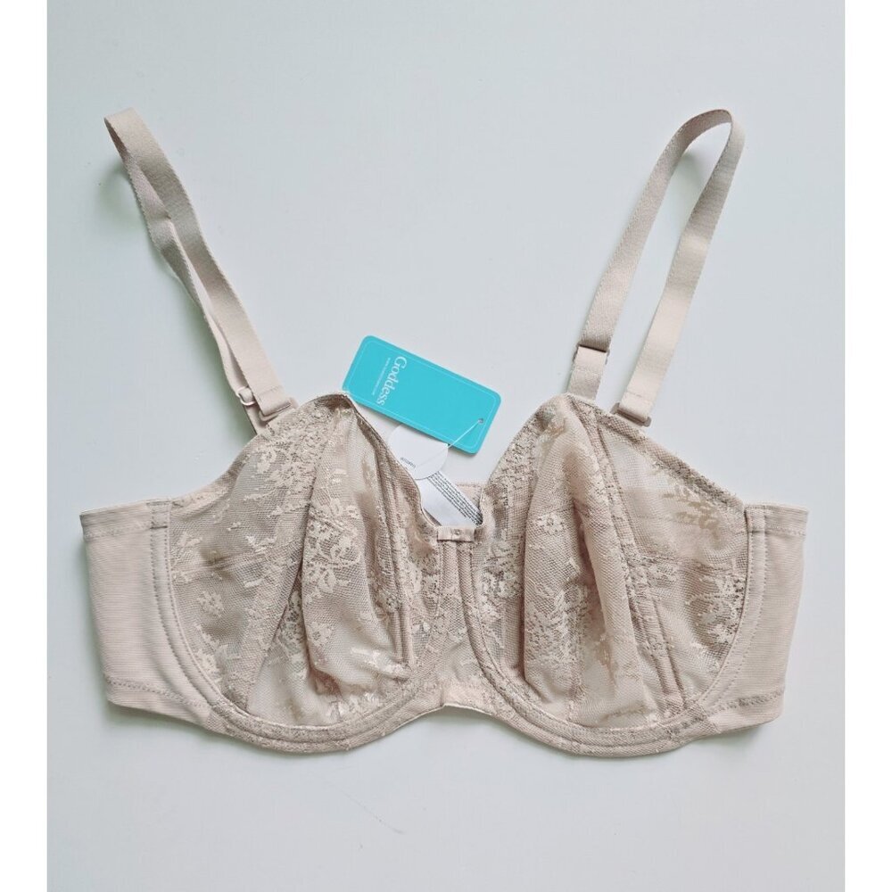 Goddess Verity Lace Unlined Underwire Beige Full Coverage Convertible Bra 38DD